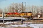 UP 7132 Leads a coal load Out of the kcs yard.